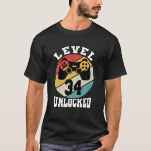 Level 34 Unlocked 34 Years Old Retro 80S 34Th Birt T-Shirt