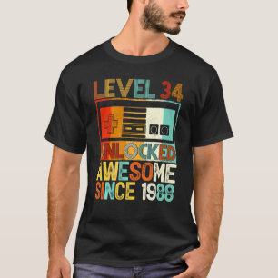 Level 34 Unlocked Awesome Since 1988 34th Birthday T-Shirt