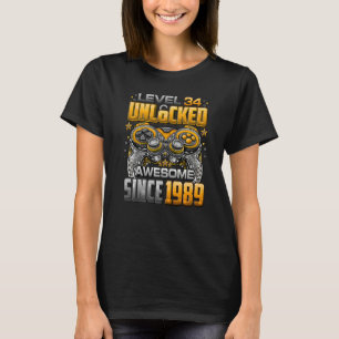 Level 34 Unlocked Awesome Since 1989 34th Birthday T-Shirt