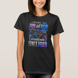 Level 34 Unlocked Awesome Since 1989 34th Birthday T-Shirt