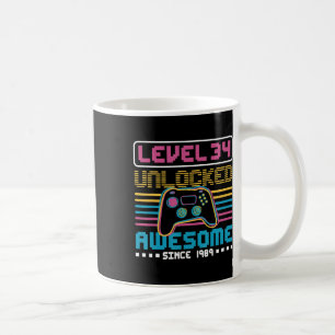 Level 34 unlocked awesome since 1989 Gaming Birthd Coffee Mug