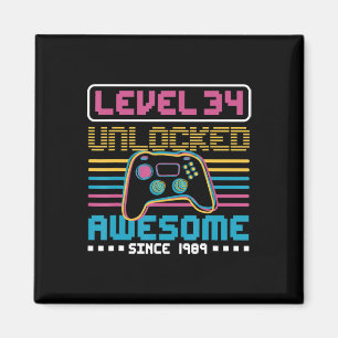 Level 34 unlocked awesome since 1989 Gaming Birthd Magnet