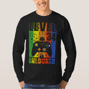 Level 34 Unlocked Birthday Level Up 34th Birthday T-Shirt