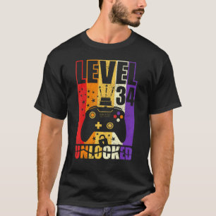 Level 34 Unlocked Birthday Level Up 34th Birthday T-Shirt