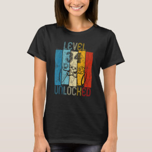 Level 34 Unlocked Video Gamer 34th Birthday T-Shirt