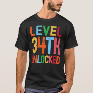 Level 34th Unlocked 34th Birthday 34 Years Old Boy T-Shirt