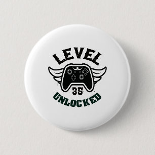 Level 35 Unlocked 35 Birthday Gaming 35 Birthday G 6 Cm Round Badge