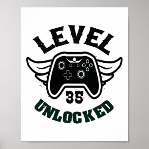 Level 35 Unlocked 35 Birthday Gaming 35 Birthday G Poster