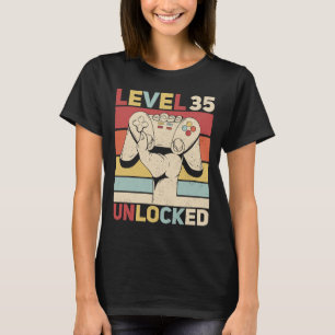 Level 35 Unlocked 35 Year Old Men Bday Outfit 35th T-Shirt