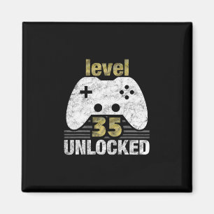 Level 35 Unlocked 35th Birthday 35 Year Old Gift F Magnet