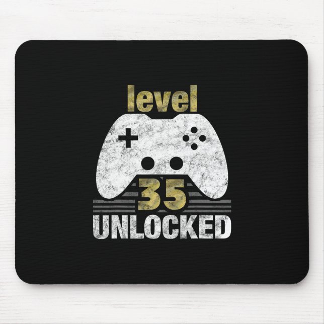 Level 35 Unlocked 35th Birthday 35 Year Old Gift F Mouse Pad (Front)