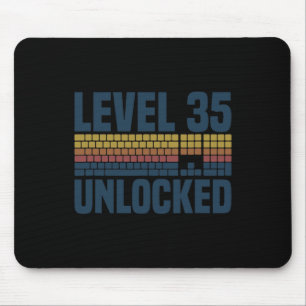 Level 35 Unlocked 35th Birthday 35 Years Old Video Mouse Pad