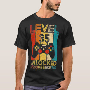 Level 35 Unlocked Awesome Since 1986 Video Game 35 T-Shirt