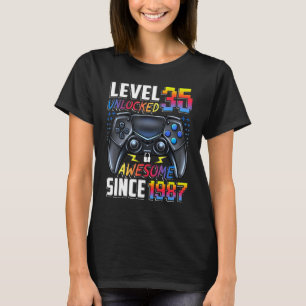 Level 35 Unlocked Awesome Since 1987 35th Birthday T-Shirt