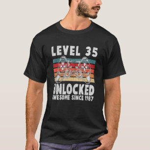 Level 35 Unlocked Awesome Since 1987 Retro Birthda T-Shirt
