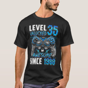 Level 35 Unlocked Awesome Since 1988 35th Birthday T-Shirt
