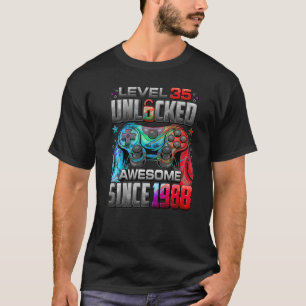 Level 35 Unlocked Awesome Since 1988 35th Birthday T-Shirt