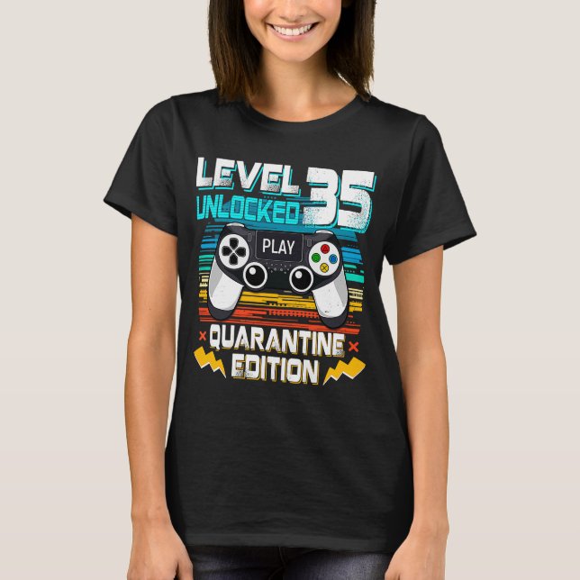 Level 35 Unlocked Game Controler 35th Birthday T-Shirt (Front)
