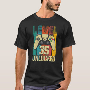 Level 35 Unlocked Video Gamer 35th Birthday T-Shirt