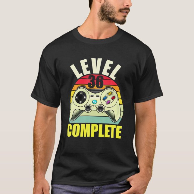 Level 36 Complete Gamer Birthday Celebrant Video G T-Shirt (Front)