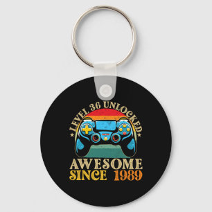 Level 36 Unlocked Awesome Since 1989 36th Birthday Key Ring