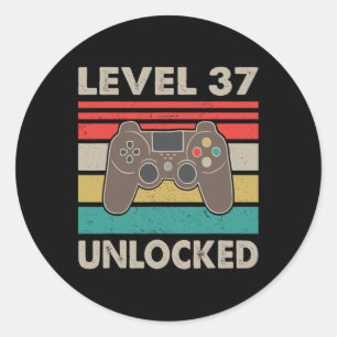 Level 37 Unlocked - 1983 37th Birthday Gift Men An Classic Round Sticker