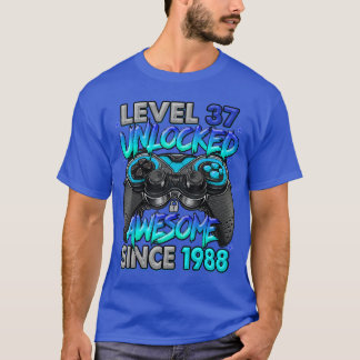 Level 37 Unlocked Awesome Since 1988 37th Birthday T-Shirt