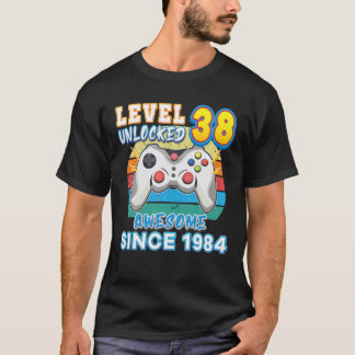 Level 38 Unlocked Awesome Since 1984 Happy 38Th Bi T-Shirt