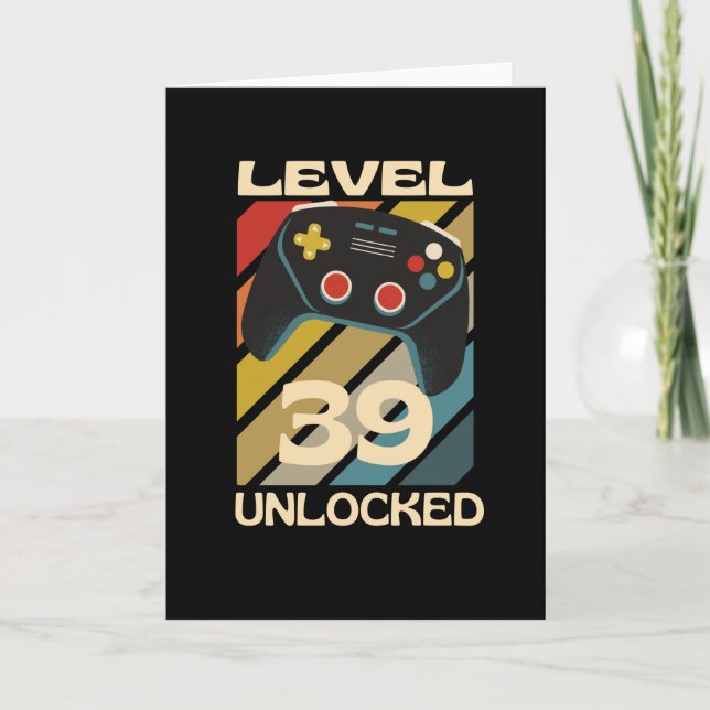 Level 39 Unlocked Funny Gaming Card (Front)