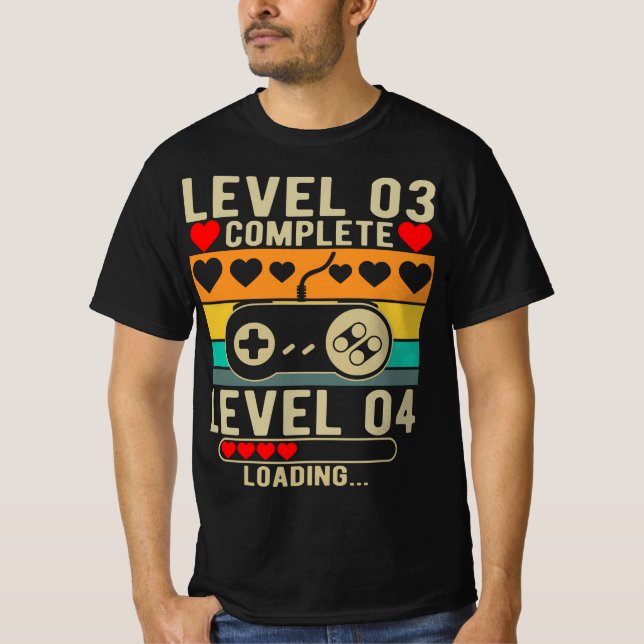 Level 3 Complete 3rd Wedding Anniversary Gamer T-Shirt (Front)