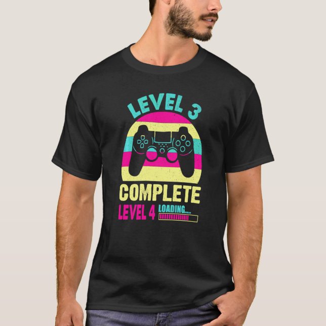 Level 3 Complete Funny Gamer Girl 3rd Wedding Anni T-Shirt (Front)