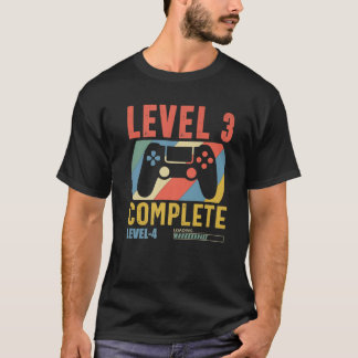 Level 3 Complete Gamer Funny 3 Years Wedding Anniv T-Shirt