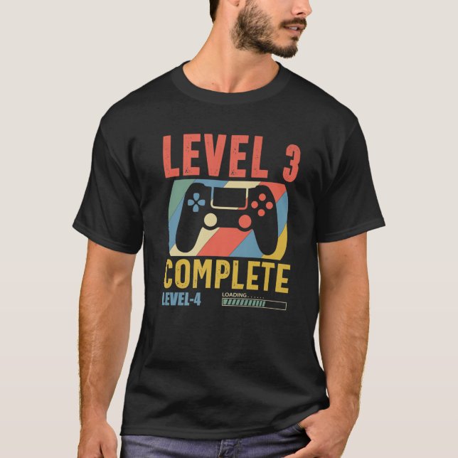 Level 3 Complete Gamer Funny 3 Years Wedding Anniv T-Shirt (Front)
