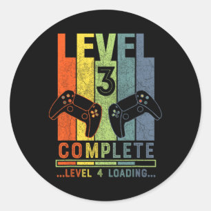 Level 3 Complete Gamer Gift 3 Years Wedding Annive Classic Round Sticker
