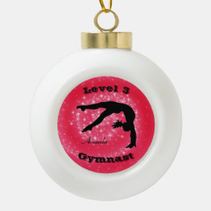 Level 3 Gymnast (Any level #) Ceramic Ball Christmas Ornament