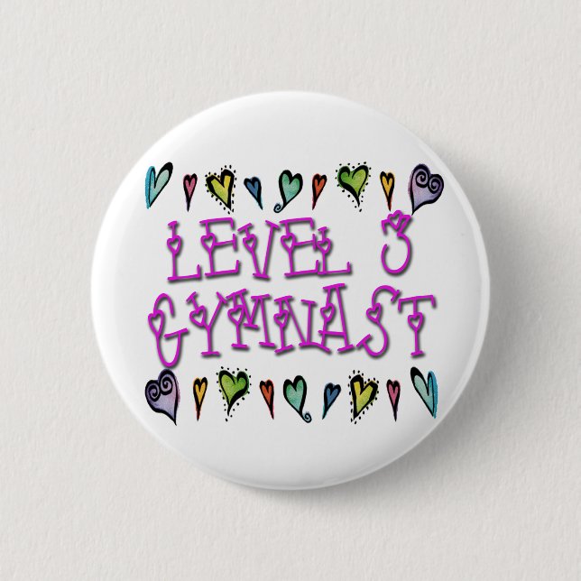 Level 3 Gymnast hearts 6 Cm Round Badge (Front)