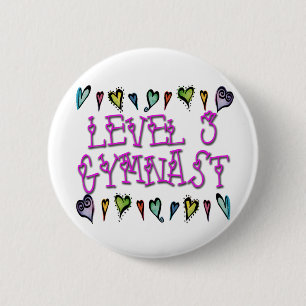 Level 3 Gymnast hearts 6 Cm Round Badge