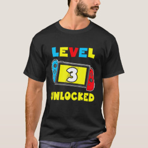 Level 3 Unlocked 3Th Birthday Video Game 3 Year Ol T-Shirt