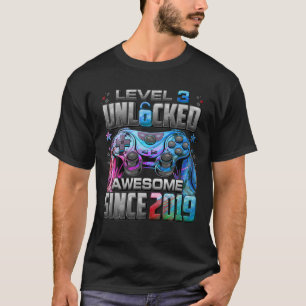 Level 3 Unlocked Awesome Since 2019 3Rd Birthday G T-Shirt