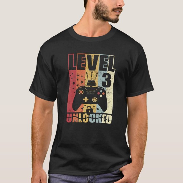 Level 3 Unlocked Birthday Level Up 3Rd Birthday Ga T-Shirt (Front)