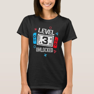 Level 3 Unlocked  Video Gamer 3rd Birthday Boy Gir T-Shirt