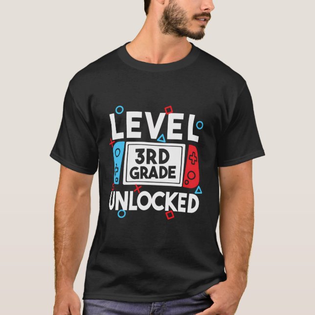 Level 3Rd Grade Unlocked Back To School Video Game T-Shirt (Front)