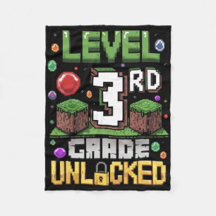 Level 3rd Grade Unlocked Video Game First Day Back Fleece Blanket