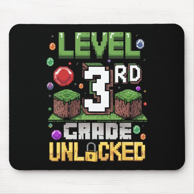Level 3rd Grade Unlocked Video Game First Day Back Mouse Pad (Front)