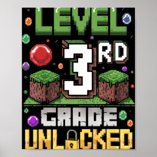 Level 3rd Grade Unlocked Video Game First Day Back Poster