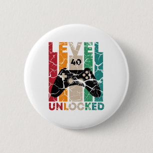 Level 40 Unlocked,40 Birthday Gift 6 Cm Round Badge