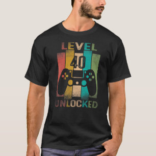 Level 40 Unlocked 40 Year Old  Video Gamer 40th Bi T-Shirt