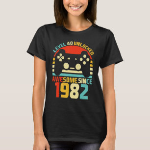 Level 40 Unlocked 40 Years Old Video Gamer 40th Bi T-Shirt