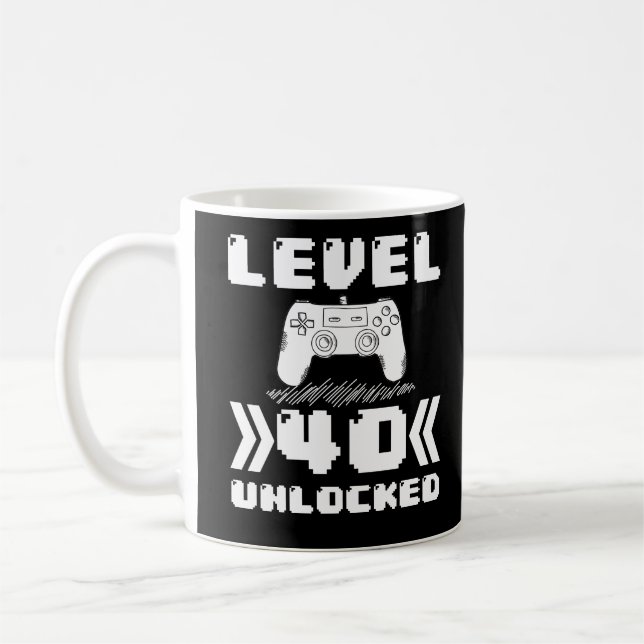 Level 40 Unlocked 40th Birthday 40 Year Old Gamer Coffee Mug (Left)