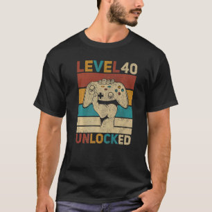 Level 40 Unlocked 40th Birthday 40 Years Old Gamer T-Shirt